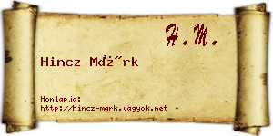 Hincz Márk névjegykártya
